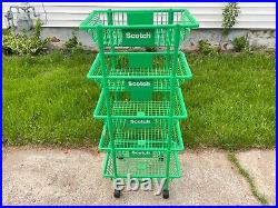 3M Scotch Tape Store Display Basket Shelf Green 5 Baskets/Shelves Vintage
