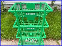 3M Scotch Tape Store Display Basket Shelf Green 5 Baskets/Shelves Vintage