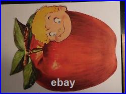 8 Vintage Colorful RED Apple Ads Pictures Store Display