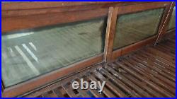 ANTIQUE OAK & GLASS COUNTRY STORE COUNTER DISPLAY CASE With SLIDING DOORS 95 LONG