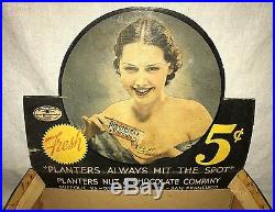 Antique Planters Mr Peanut Country Store Nut Display Box Flapper Girl Vintage