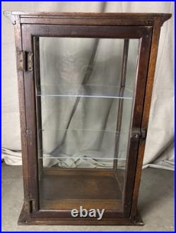 ANTIQUE STORE COUNTER WOOD + GLASS DISPLAY CASE SHELF APOTHECARY CABINET As Is