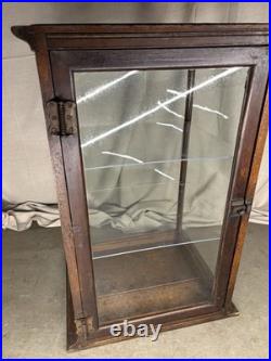 ANTIQUE STORE COUNTER WOOD + GLASS DISPLAY CASE SHELF APOTHECARY CABINET As Is