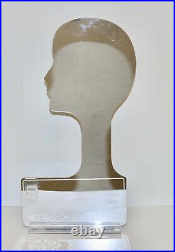 ARIS vintage mirror head cut out store display distress Mid Century MOD