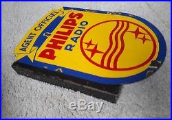 Ancienne Plaque emaillee radio philips double face old vintage enamel sign