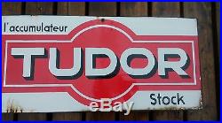 Ancienne plaque émaillée DOUBLE accumulateur TUDOR, loft, usine, vintage, garage
