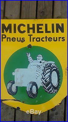 Ancienne plaque emaillée MICHELIN BIBENDUM, tracteur, loft, usine, vintage