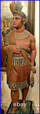 Antique 1870-1890 American Cigar Store Indian Trade Sign Display Figure Statue