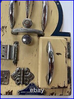 Antique Advertising Deco Hardware Store Display Wood Sign, Cabinet Hinges Pulls+