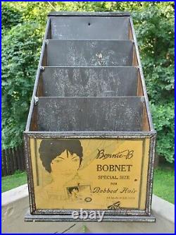 Antique Bonnie B Bobnet Advertising Hair Net Display Rack Vintage Store Display