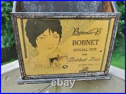 Antique Bonnie B Bobnet Advertising Hair Net Display Rack Vintage Store Display