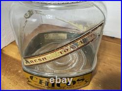 Antique CURTISS CHICOS SPANISH PEANUTS GLASS JAR 5 Cent Country Store Display