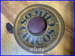 Antique CURTISS CHICOS SPANISH PEANUTS GLASS JAR 5 Cent Country Store Display