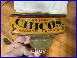 Antique CURTISS CHICOS SPANISH PEANUTS GLASS JAR 5 Cent Country Store Display