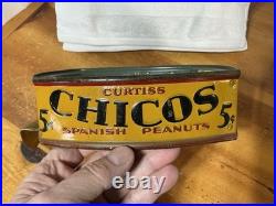 Antique CURTISS CHICOS SPANISH PEANUTS GLASS JAR 5 Cent Country Store Display