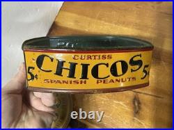 Antique CURTISS CHICOS SPANISH PEANUTS GLASS JAR 5 Cent Country Store Display