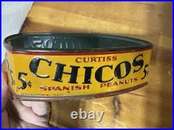Antique CURTISS CHICOS SPANISH PEANUTS GLASS JAR 5 Cent Country Store Display