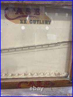 Antique Case XX Cutlery Knife Wood Advertising Counter Store Display Cabinet