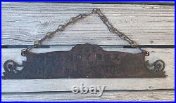 Antique Cast Iron Handy Box French Shoe Blackening Double-Sided Store Display Si