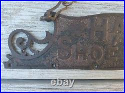 Antique Cast Iron Handy Box French Shoe Blackening Double-Sided Store Display Si