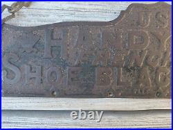 Antique Cast Iron Handy Box French Shoe Blackening Double-Sided Store Display Si