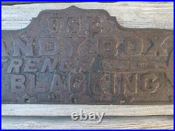 Antique Cast Iron Handy Box French Shoe Blackening Double-Sided Store Display Si