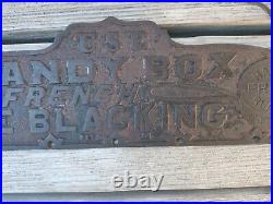 Antique Cast Iron Handy Box French Shoe Blackening Double-Sided Store Display Si