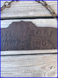 Antique Cast Iron Handy Box French Shoe Blackening Double-Sided Store Display Si