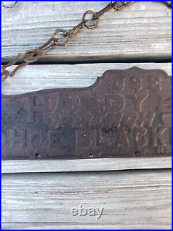 Antique Cast Iron Handy Box French Shoe Blackening Double-Sided Store Display Si