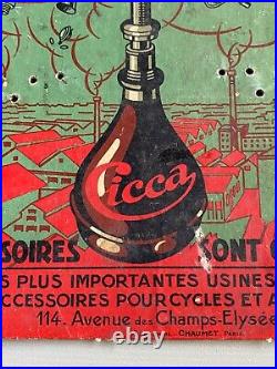 Antique Cicca Store Display Sign Bicycle Auto Bulb Horn Paris France HTF VTG Ad
