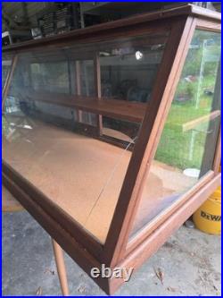 Antique Columbus Show Case Co Tiger Oak Slant Front General Store Display Case 6