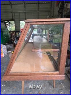 Antique Columbus Show Case Co Tiger Oak Slant Front General Store Display Case 6
