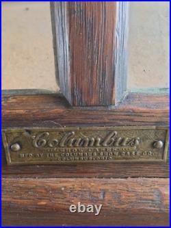 Antique Columbus Show Case Co Tiger Oak Slant Front General Store Display Case 6