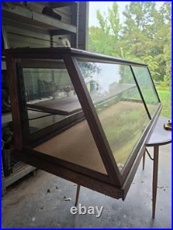 Antique Columbus Show Case Co Tiger Oak Slant Front General Store Display Case 6