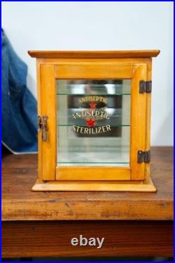 Antique Countertop Display Case Wood Glass shelf apothecary cabinet Vintage