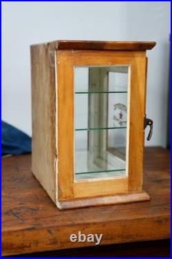 Antique Countertop Display Case Wood Glass shelf apothecary cabinet Vintage