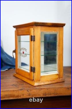 Antique Countertop Display Case Wood Glass shelf apothecary cabinet Vintage
