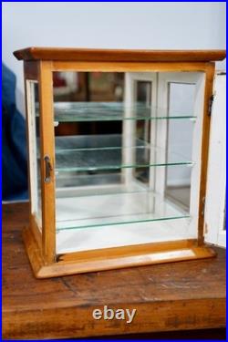 Antique Countertop Display Case Wood Glass shelf apothecary cabinet Vintage