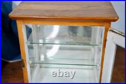 Antique Countertop Display Case Wood Glass shelf apothecary cabinet Vintage