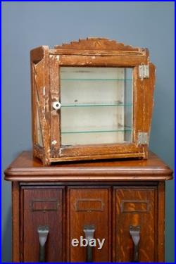 Antique Countertop Display Case Wood Glass shelf vintage apothecary cabinet