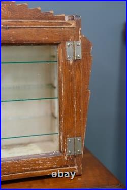 Antique Countertop Display Case Wood Glass shelf vintage apothecary cabinet