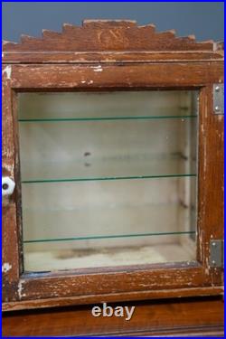 Antique Countertop Display Case Wood Glass shelf vintage apothecary cabinet