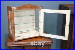 Antique Countertop Display Case Wood Glass shelf vintage apothecary cabinet