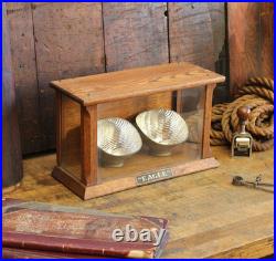 Antique Country Store Display Case Showcase Eagle Oak Glass Countertop Vtg
