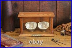 Antique Country Store Display Case Showcase Eagle Oak Glass Countertop Vtg