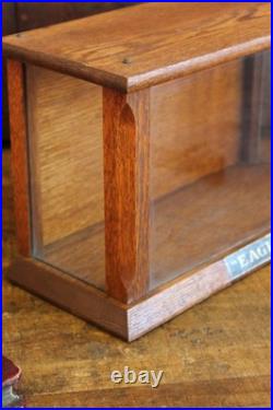 Antique Country Store Display Case Showcase Eagle Oak Glass Countertop Vtg