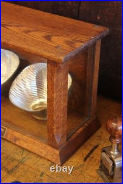 Antique Country Store Display Case Showcase Eagle Oak Glass Countertop Vtg