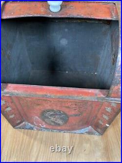 Antique Country Store Display Tin Cabinet Possibly Tea Red Primitive
