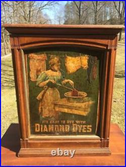 Antique DIAMOND DYES Countertop Cabinet Display Advertising Country Store Vtg