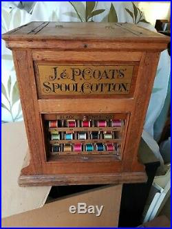 Antique J&p Coats Spool Cabinet General Store Display Vintage Sewing